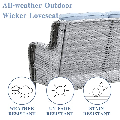 Belord Outdoor Wicker Furniture Set 5 Pieces Patio Conversation Sets, Patio Loveseat Dining Chairs Set With Ottomans For Porch Garden Deck Balcony Poolside #TOP6