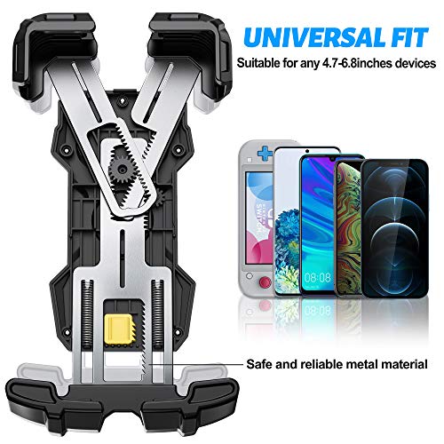 Bike Phone Mount, All-Round Adjustble Motorcycle Phone Mount, Bike Phone Holder for Handlebars Fits iPhone 12 Pro Max/11 Pro/XR/XS MAX,Galaxy S20/S10/Note 10 and All 4.7-6.8inches Devices