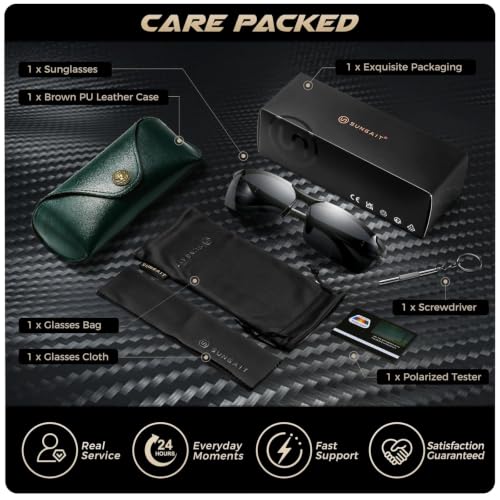 Image of SUNGAIT Carbon Fiber Sunglasses Men Sports Rimless Polarized Shades for Driving Fishing Running Gifts Eye Protection
