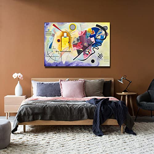 Impression Kandinsky Jaune Rouge Bleu de Haute Qualité sur Canvas - 4