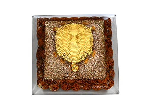 Image of Crystal Heaven Rudraksha Pyramid With Turtle-Orgone Pyramid For Positive Energy,Vastu,Reiki And Chakra Healing