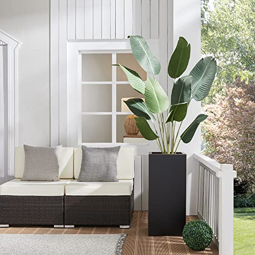 Wallowa Metallic Heavy Tall Outdoor/Indoor Planter Box, Rectangular, 14”Lx14”Wx30”H, ‎35 Pounds, Black, 1 Pack #TOP2