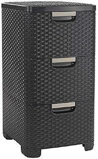Curver Style Rectangular 3 Drawer Storage Tower, Dark Brown, 14 Litre