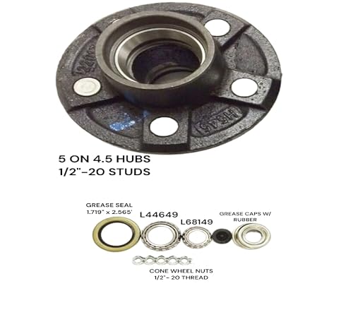 RITZ INDUSTRIAL 5 Lug Trailer Idler Hub Kit 5 on 4.5 for 3500 lbs Axle 5x4.5 - Thumbnail 2