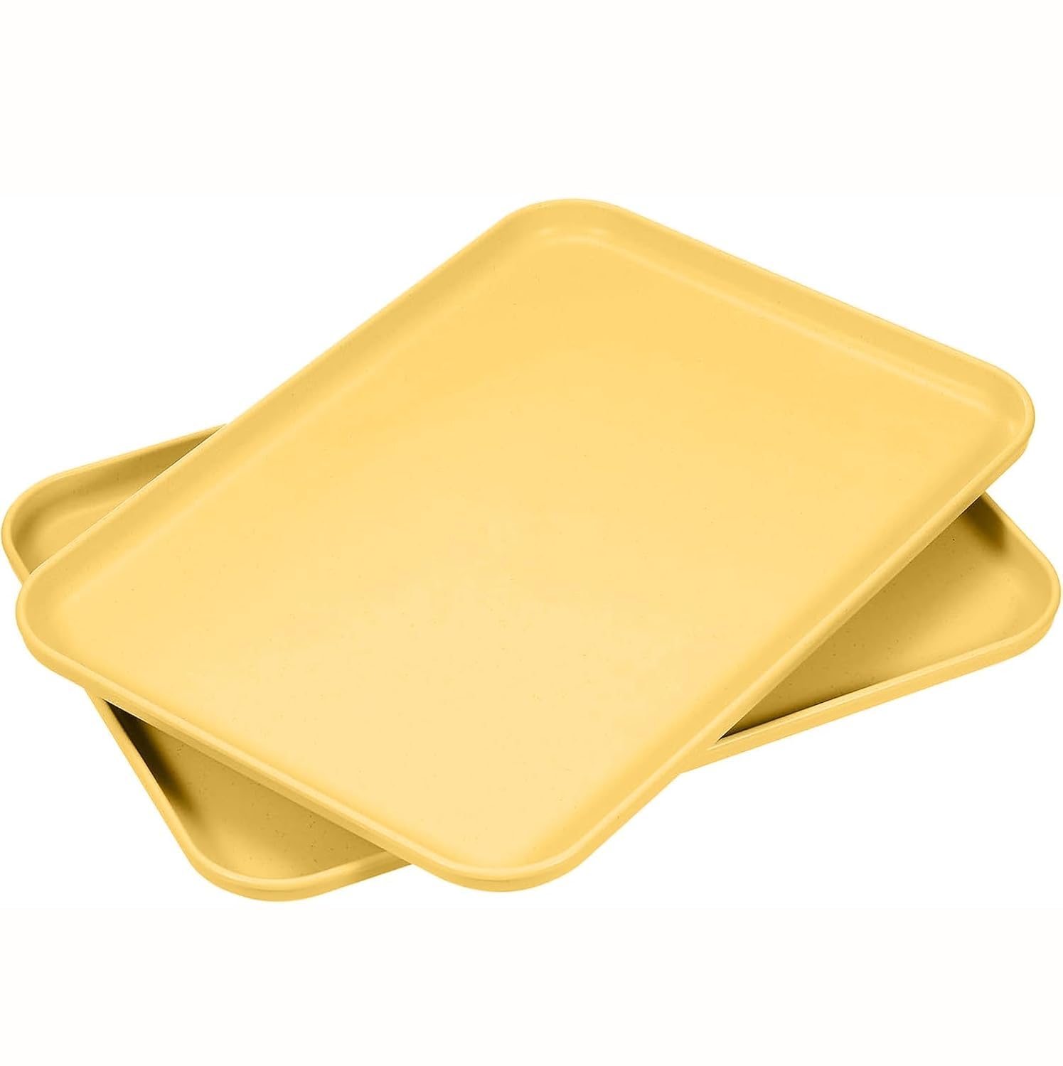 BGVM Wheat Straw Serving Platters for Party – 31CM Reusable Food Trays, BPA-Free Snack, Cookie & Appetizer Serving Dishes, Rectangular Stackable Tray for Kitchen, Picnic, Camping (2, Gold)-image-7