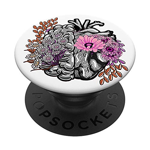 Brain Heart Anatomy Flowers Girly Doctor Neurologist Gift PopSockets Supporto e Impugnatura per Smartphone e Tablet