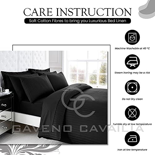 GC GAVENO CAVAILIA Fitted Sheets Super King Size- 100% Egyptian Cotton Bed Sheets- 200 Thread Count Anti Allergy Bedding- Black - Image 4