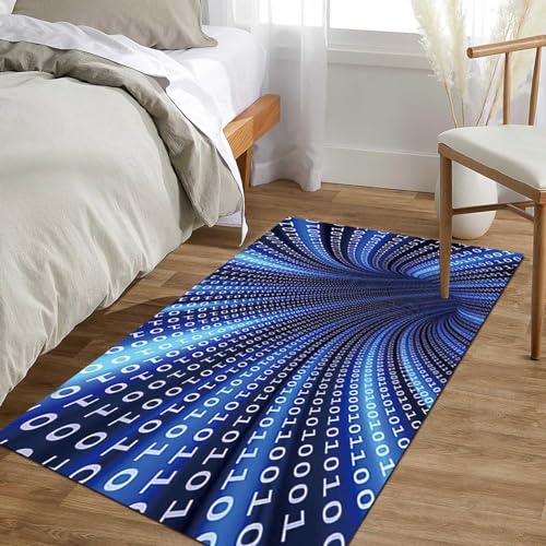 Tapis effet 3D bleu marine antidérapant et lavable en machine - 4