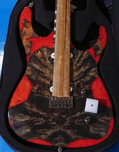 Leo Jaymz エレクトリックギター ハリケーンデラックスシリーズ、マホガニーボディ、ローストメイプルネック、ローズウッド指板、ロッキングチューナー、丸みを帯びたフレット、ケース付き (HDRB1007-180)