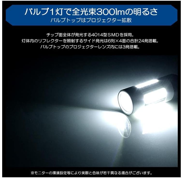 S321V/S331V 前期/後期 ハイゼットカーゴ LED バックランプ T10/T16 2W 4014-SMD 300ルーメン