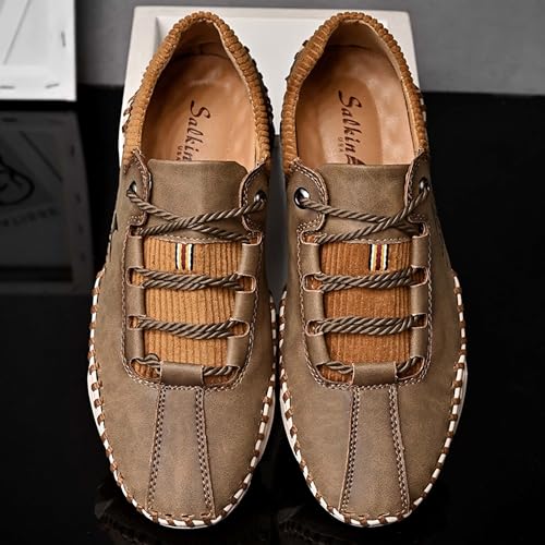 Men's Casual Walking Shoes Fashion Sneakers Lace-up Loafers Retro Business Office Shoes Men's Outdoor Sports Hiking Driving Shoes Men's Large Size Leather Shoes4