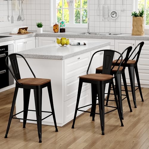 Yongqiang Farmhouse Metal High Back Stools