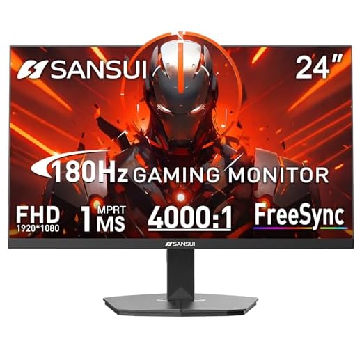 SANSUI Gaming Monitor, 24 Inch 180Hz, FHD 1080P 1ms 110% sRGB Computer Monitor, HDMI DP Ports VESA Support for Game Office (HDMI Cable Included)