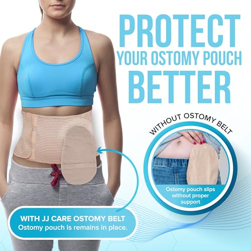 JJ CARE Ostomy Belt (1 PC) Large, Ostomy Support Belt for Post Operative Care, Right or Left Stoma Ostomy Belt, Flexible Ostomy Belt for Men and Women, Colostomy Belt for Abdomen