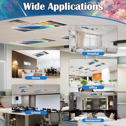 Image of ANGSYLTH 8 Pcs Fluorescent Light Covers - 4 x 2 Feet Covers for Ceiling Lights, 8 x 10 Magnetic Light Filters for Classroom, Office, Hospitals (Auspiciousness Clouds)