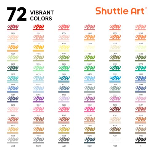 Image of Shuttle Art 72 Colors Acrylic Paint Markers, Automatic Ink Control Brush Tip Pens for Rock Painting, Ceramic, Wood, Canvas, Glass, Stone, Fabric, Card Making, DIY Crafts