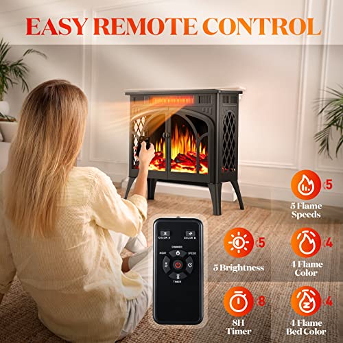 Rintuf Electric Fireplace Heater, 1500W Infrared Fireplace Stove With 3D Flame Effect, 5100Btu Electric Fireplace With Remote Control, Ideal For Indoor Outdoor Home Use #TOP2