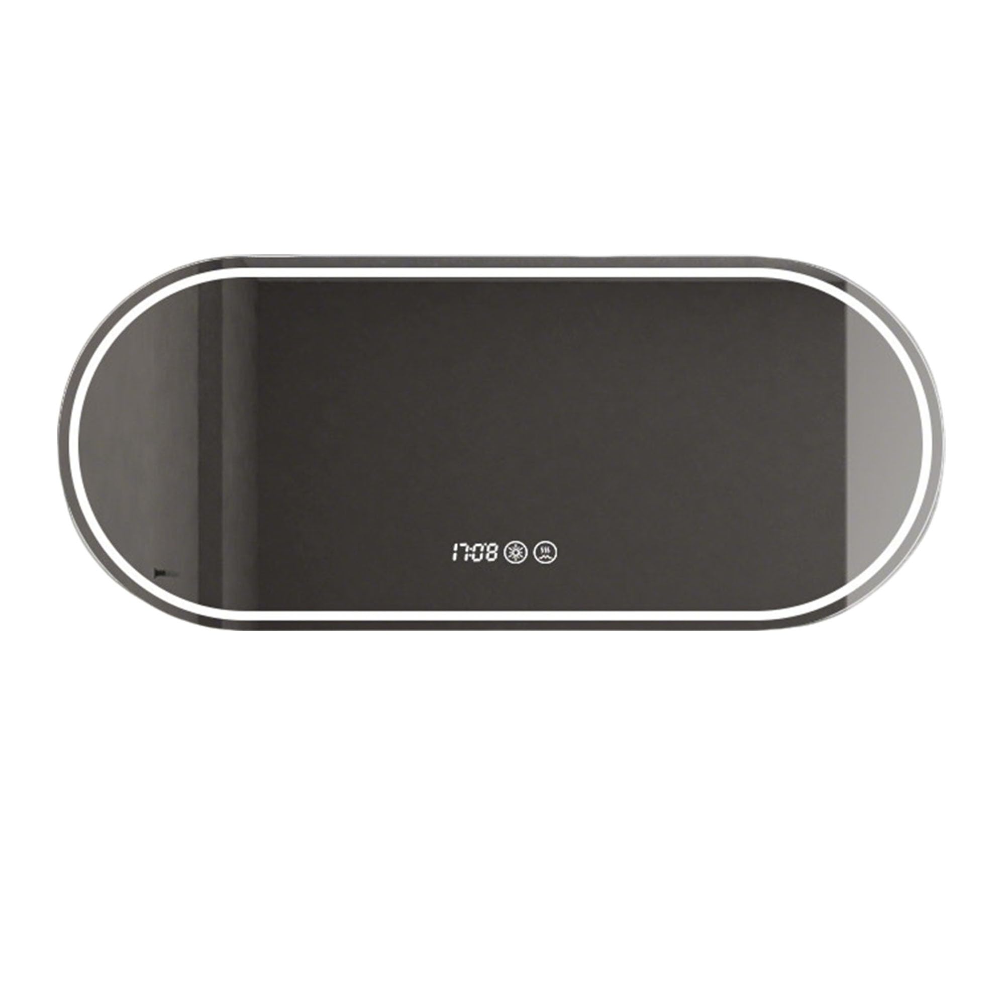Zlthraustic Oval Bathroom Mirror with LED Lights, Anti-Fog Vanity Mirror with Dual Touch Control, Stepless Dimmable, with Time Display for Home Hotel Washroom Decor