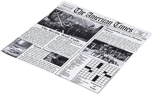 100 Sheets 12 Inch x 12 Inch Grease Resistant Deli Paper, Perfect for Food Baskets, Burgers and French Fries (100, Newspaper Print)