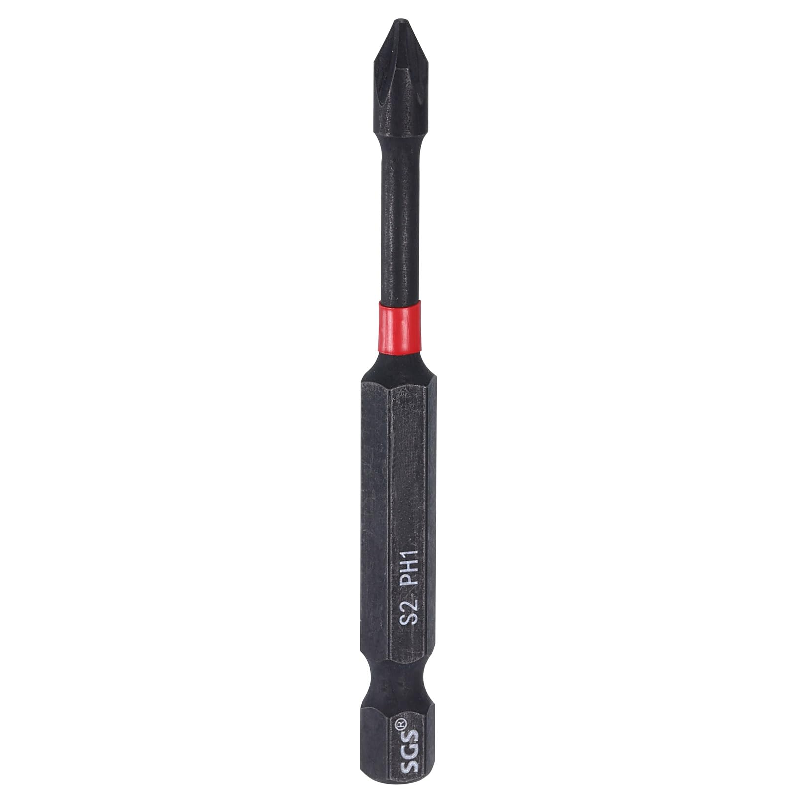 sourcing map #1 Phillips Impact Screwdriver Bit PH1 1/4" Hex Shank 2.8" (70mm) Long Magnetic Cross Head Drill Bits S2 Steel Industrial Screw Driver for Impact Power Drivers, Black/Red