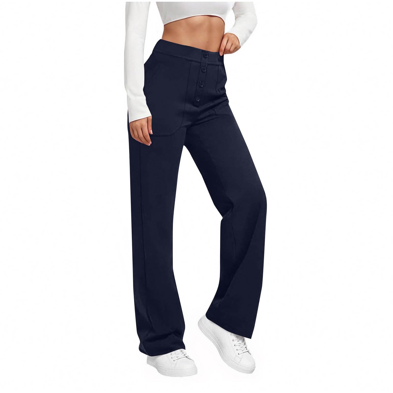 Fall Pants for Women 2025 Casual Straight Leg Pants Loose Fit High Waist Trouser Work Office Pant with
