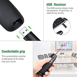 Alternative view of rts 2024-2025 Laser Pointer Wireless Laser Pointer Presenter Remote Control Laser Pen, for Presentation, Slide Changer, USB Power Point, PPT Controller with Clip Windows Mac PC - 2 Years Warranty