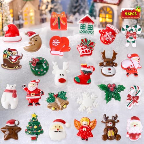 NOCHME Figurine Noel Miniature Resine Lot de 56 Père Noël Sapin Bonhomme Sapin Objet De Noël Déco pour Enfant Loisirs Créatifs, Scrapbooking, Christmas Petit Ornement Decorations