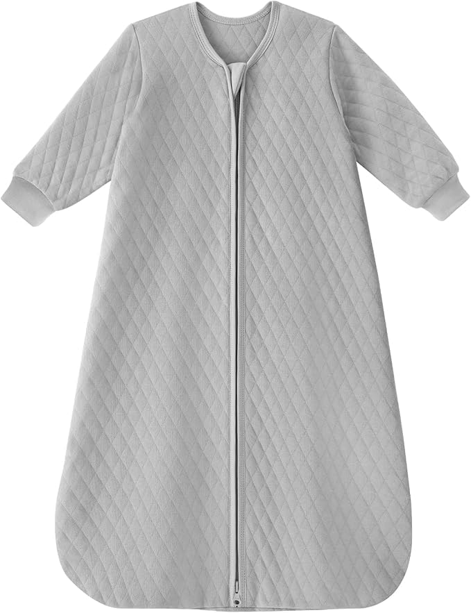 Image of Yoofoss Baby Sleep Sack 6-12 Months 1.0 Tog Long Sleeve Sleep Sack Organic Cotton Wearable Blanket for Infants 2-Way Zipper Quilted Sleeping Sacks(Medium)