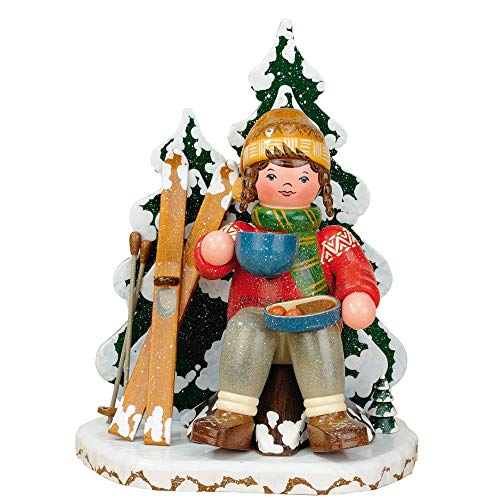 Hubrig Winterkinder Räuchermann Schneeschuhfahrerin Erzgebirge