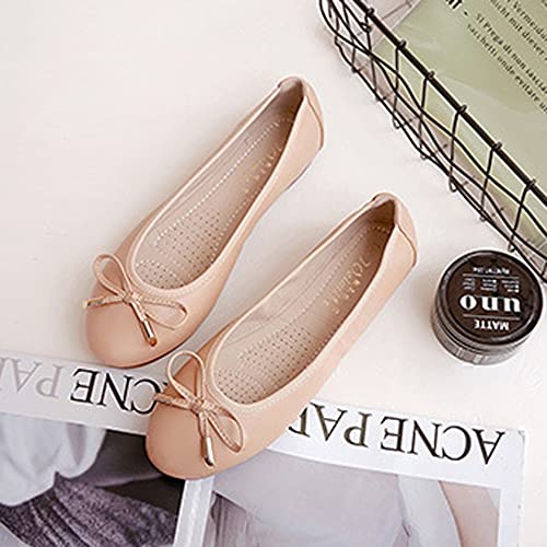 ChaiRong Zhou Women Cute Ballerina Ballets Round Toe Bow Knot Portable Flats Comfort Slip on Casual Walking Shoes3