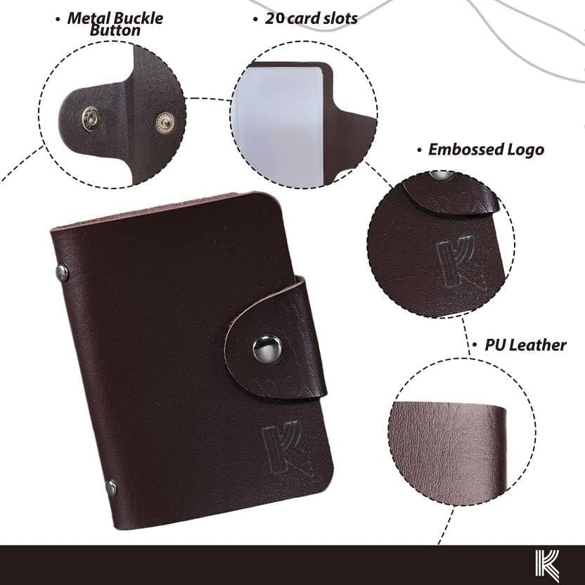 Image of Kraptick Card Holder Wallet for Men & Women- Credit Card Holder Organizer Multi Slot Card Case Wallet Compact Visiting Card Holder Slim Pocket Card Organizer for Daily Use & Travel (Pack of 2) (Brown)