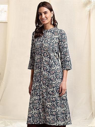 Image of MIRCHI FASHION Pure Cotton Kurti for Women | A-Line Kantha Work Printed Kurta for Woman | Ethnic Wear for Office & Daily Use (Single Piece)
