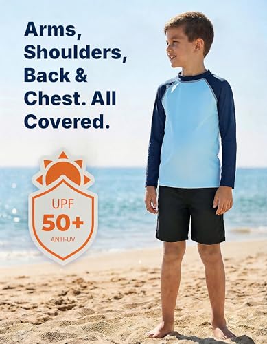 Image of City Threads Rash Guard for Boys SPF 50+ Made in USA, Long Sleeve Swim Shirt with Sun Protection, Toddler, and Youth Sizes