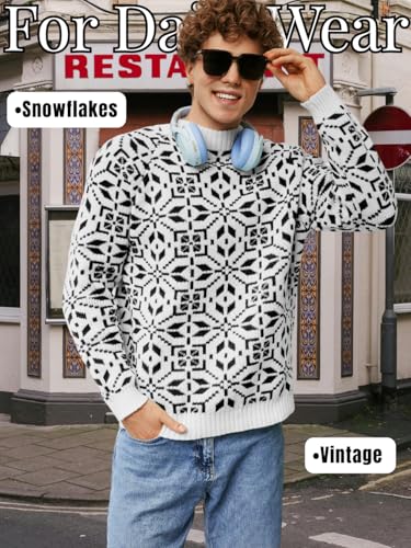 Men's Nordic Snowflake Chunky Sweater - Image 6