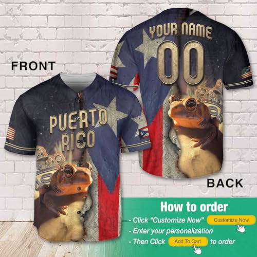 Jersey personalizado de Puerto Rico para hombre, camiseta de béisbol con bandera americana personalizada miniatura 3