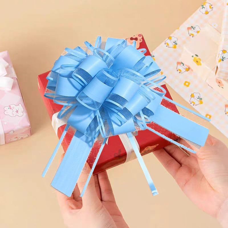 6 PCS Large Pull Bows,Bow for Gift Wrapping,Gifts Decorations,6″ Party Wedding Ribbon Bows for Wrapping Boxes or Flower Decorations,Presents or Christmas Tree (Blue) - Image 5