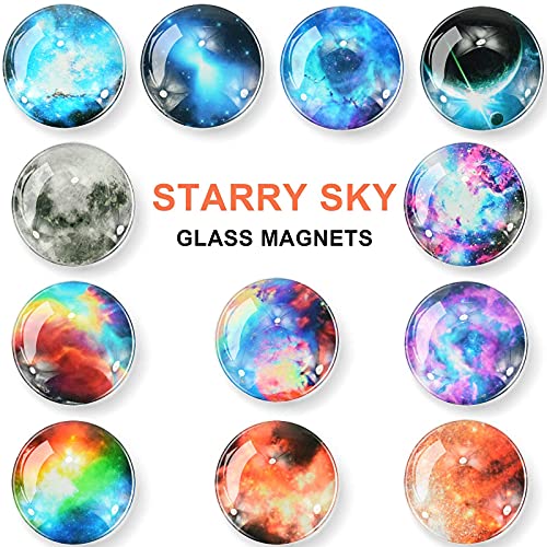 12 Pieces Round Strong Fridge Magnets Starry Sky Set, Colorful Magnetic Decorative Magnets For Refrigerator, Office Whiteboard Magnets, Cabinet Magnets, Dishwasher Magnets, Locker Magnets #TOP1