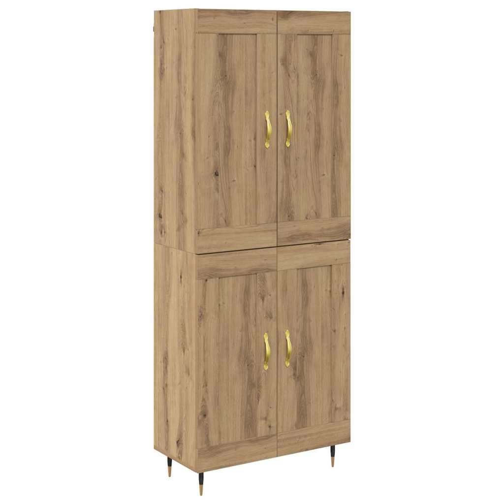 vidaXL Highboard Artisan Oak 69.5 x 34 x 180 cm Engineered Wood, Modern Highboard, Rectangular Design, Ample Storage, Functional Sideboard, Sleek furniture for Living Room, Versatile Cabinet
