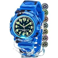 DTKID Kinderuhr Junge Mädchen, 7-Farben Armbanduhr Kinder Analoge, 3ATM Wasserdicht, Leicht Ablesbare Uhrzeit,Kinder Uhren Für 5-16 Jahren