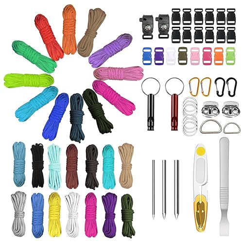 Paracord 4mm Seil Paracord 550, 26 Stück Nylonschnur für DIY Armband Lanyard Schlüsselbund Hundehalsband Hundeleine