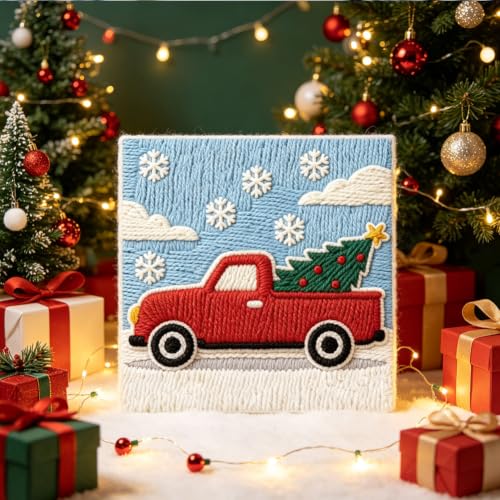 Image of BEUNITONE Punch Needle Kit for Beginners Adults - Christmas Truck Design