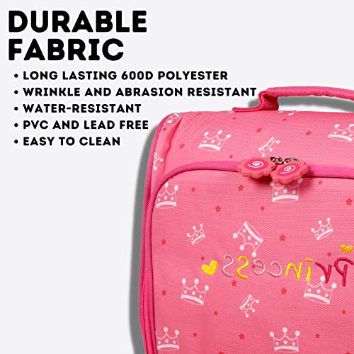 Image of J World New York Casey Girls Lunch Bag. Cute Insulated Lunch-Box for Kids, Princess 9.5 X 10 X 3.5 inch (H X W X D) inch