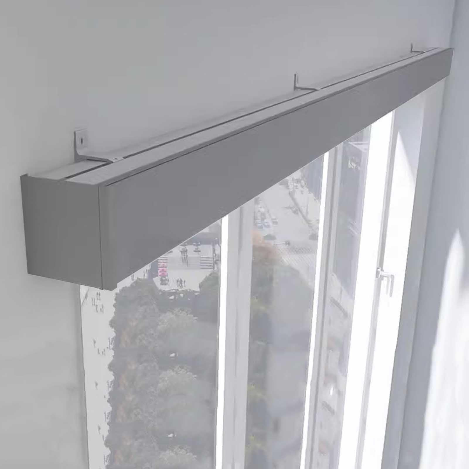 SFNIOKFG 3 to 23ft Curtain Rail Track for Wall, Metal Curtain Box Valance Panel, Bathroom Apartment Privacy Curtain Rods, Bay Window Curtain Pole Set(Gray,120cm/3.9ft)
