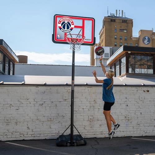 Image of Lifetime NBA Washington Wizards Portable Basketball Hoop, Adjustable Height 7.5-10 Ft, 44 Inch Shatterproof Fusion Backboard, Base with Wheels
