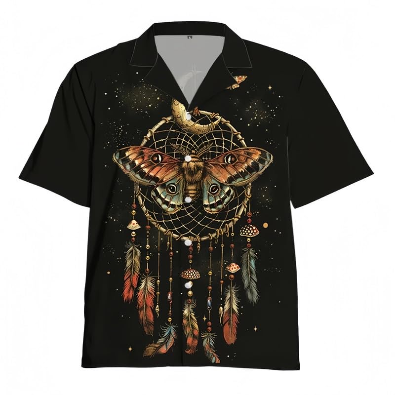 Camisa hawaiana con estampado animal 3D y mariposas de manga corta con corte urbano holgado
