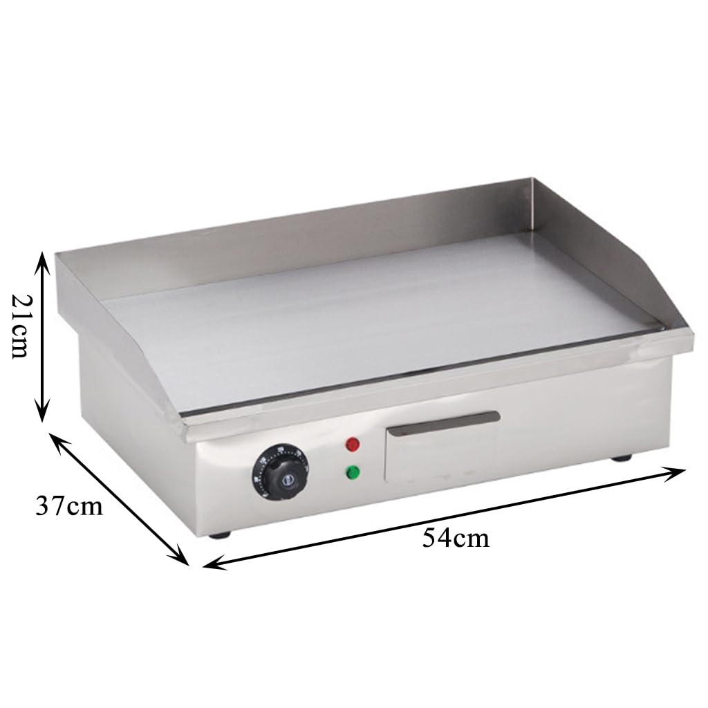 Plancha Eléctrica 8mm Acero 300°C Tapas Hamburguesa 54cm | Placa de acero laminado en frío 8mm | Control 50-300°C | Bandeja recogegrasa grande | Para tapas | Calor uniforme