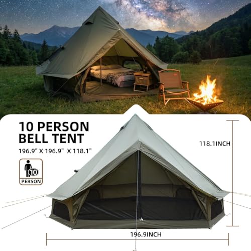 Carpa Bell de 4 estaciones 16.4FT impermeable verde para camping miniatura 4