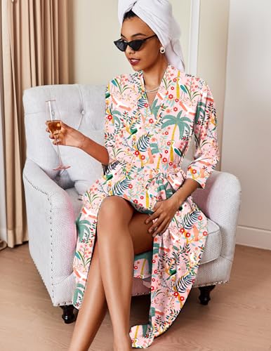 Image of Ekouaer Silk Robes for Women Long Satin Bride Bridesmaid Wedding Party Robes Lightweight Sexy Sleepwear with Pockets