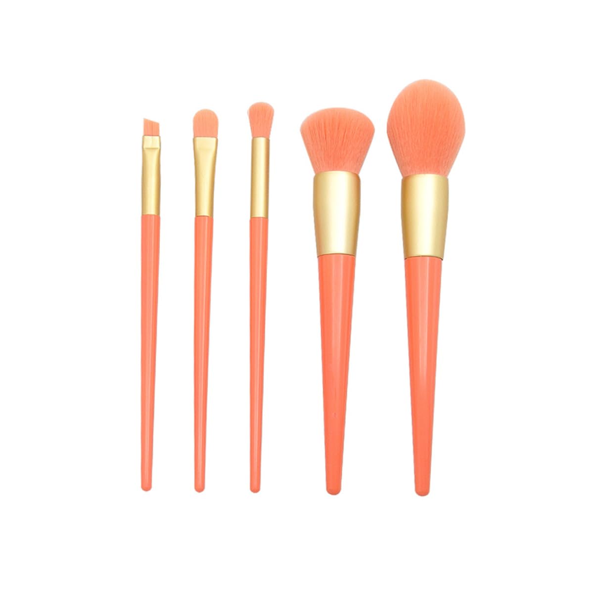 Beavorty 15piezas Cepillos De Maquillaje Naranja Mango De Plástico Kit Profesional De Herramientas Cosméticas Para Aplicación De Base y Polvo Para Viajes y Uso Diario