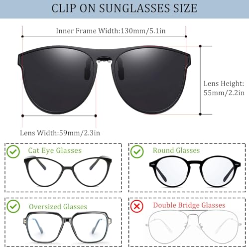 Polarized Clip On Sunglasses 100% UV Protection Scratch Proof Snap on Sunglasses Over Prescription Glasses2